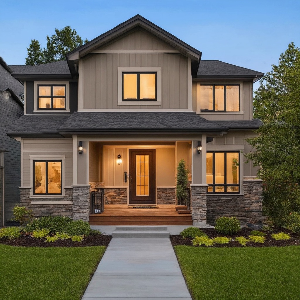 A close-up view of an attractive home exterior with newly installed windows, enhancing curb appeal and showcasing a blend of modern design and traditional architecture