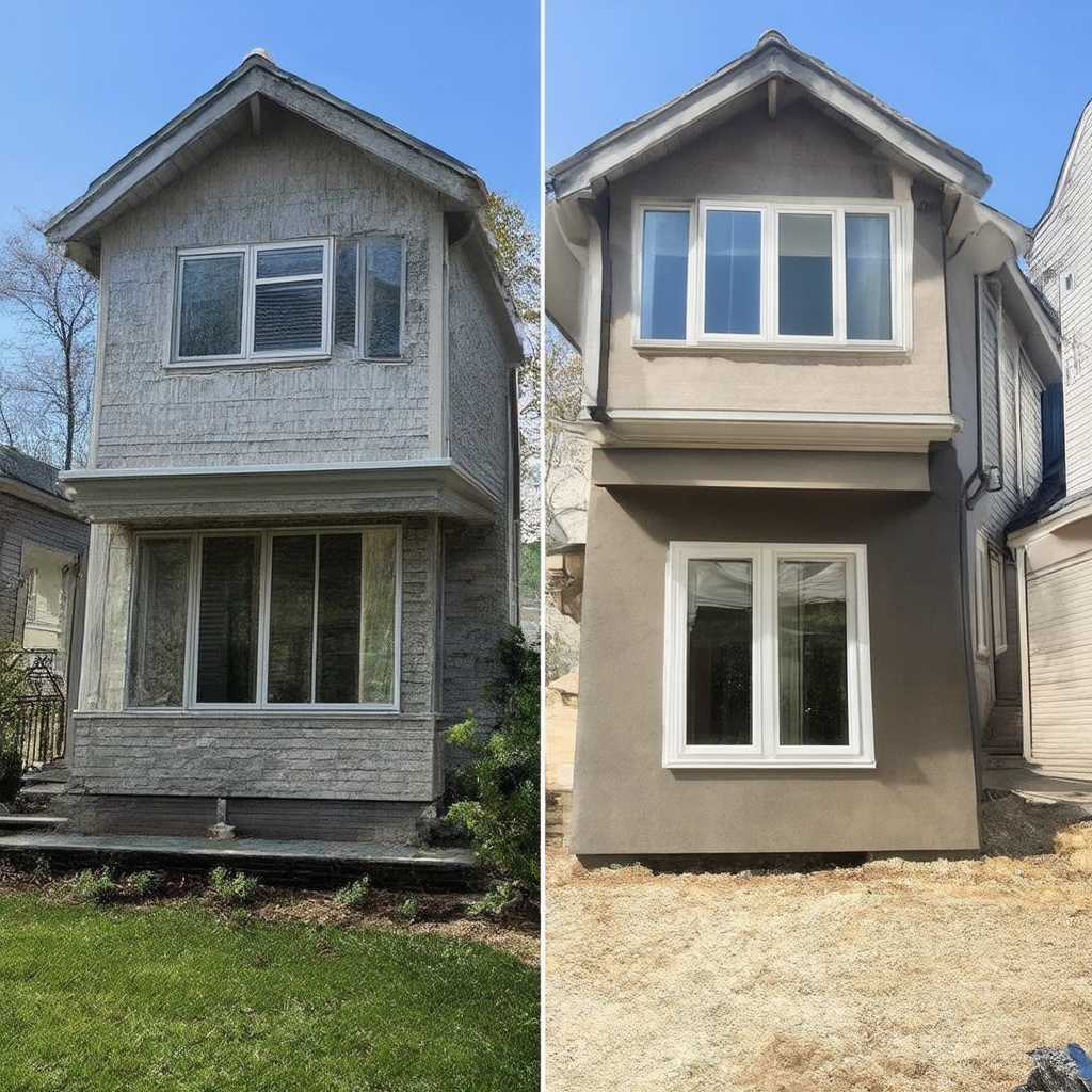 A split image showing two contrasting homes: one with old single-pane windows and another with modern double-glazed windows, illustrating the transformative impact of window replacement