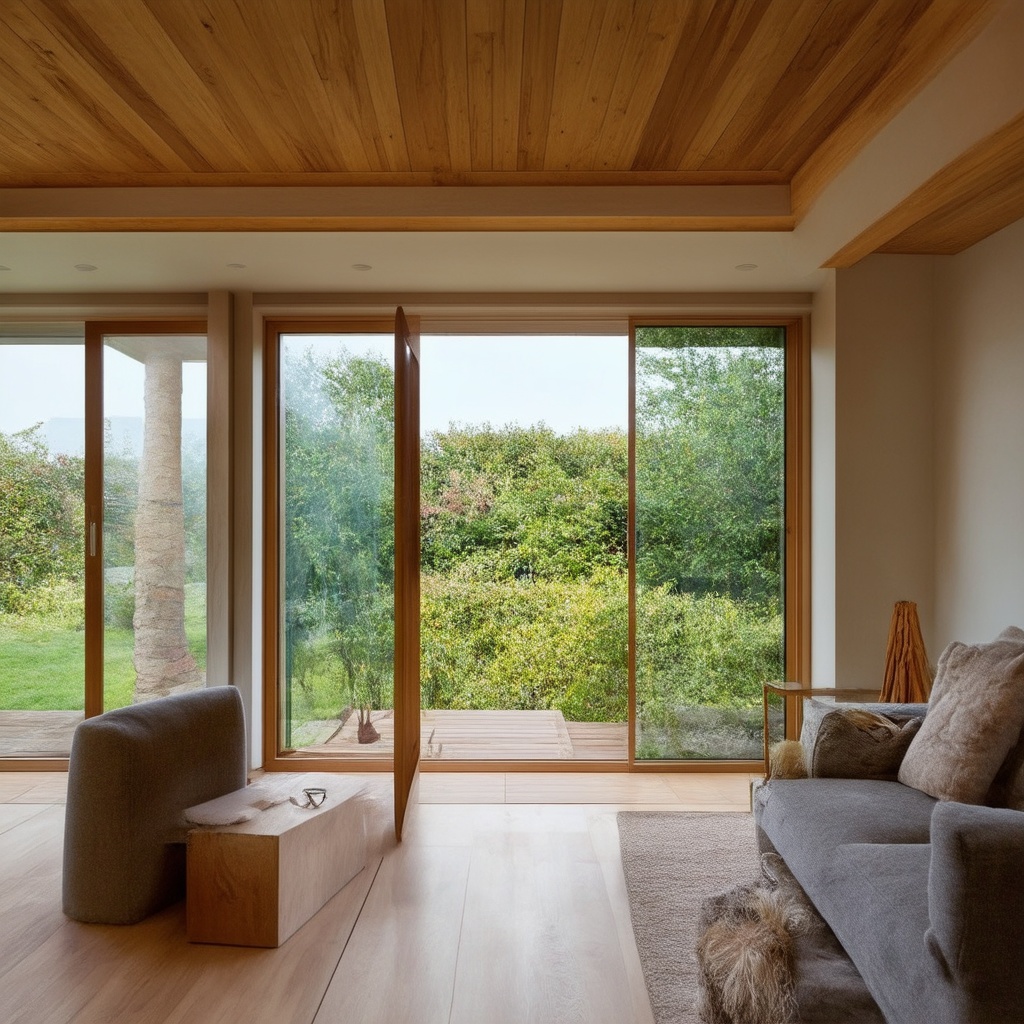 A detailed view of triple-pane windows with argon gas fills and Low-E coatings installed in a stylish home